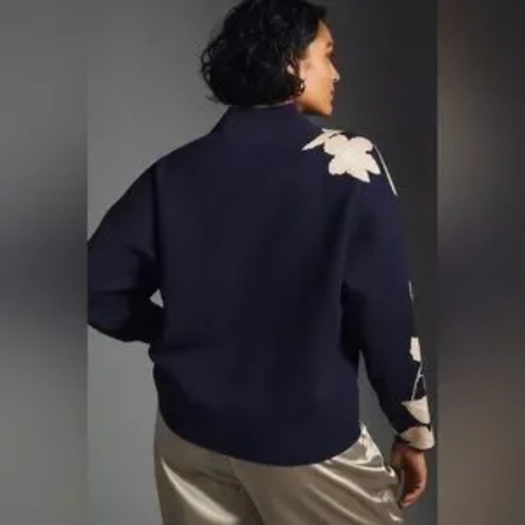 Anthropologie Maeve Carys Jo Faulkner Mock Neck Floral Sweater Size Small - Picture 2 of 6